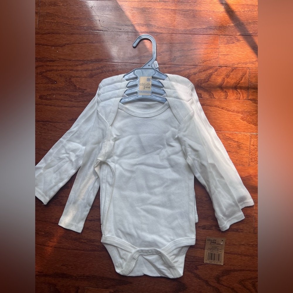 chick pea Cream Long Sleeve Baby Bodysuit - Pack of 4